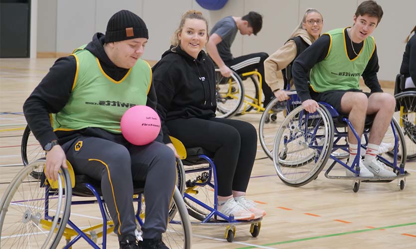 Image of students using the sports hall